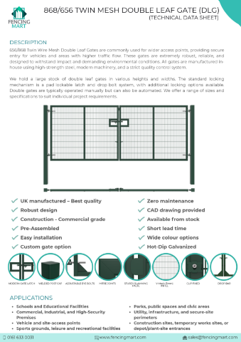 Picture of DLG 656 / 868 Twin Wire Mesh Gate - All size Available